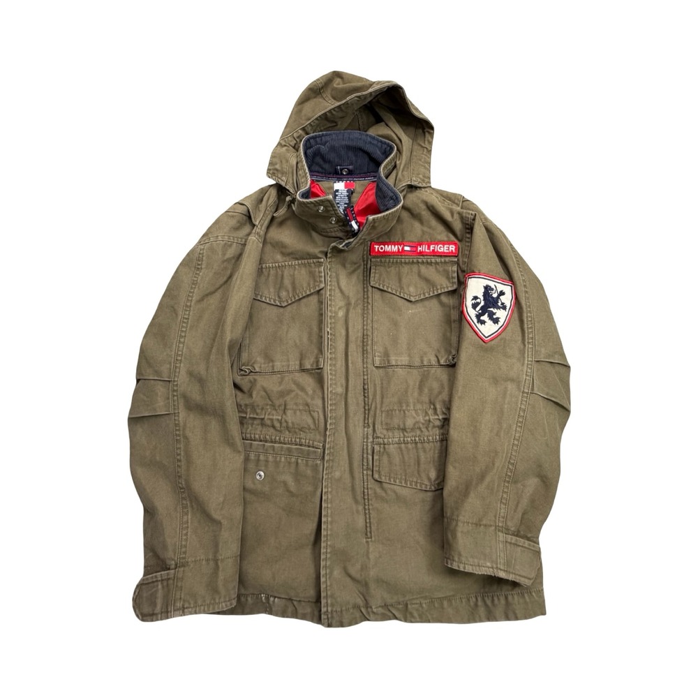 Tommy Hilfiger Field Jacket Mens S Olive Green Cotton Canvas Utility Workwear